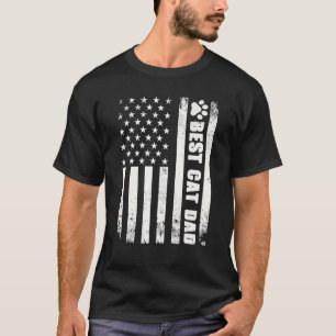 Camiseta Melhor Pai de Gato Americano Bandeira Camuflada Pa