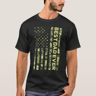 Camiseta Melhor Pai de Gato Americano Camuflagem da Bandeir