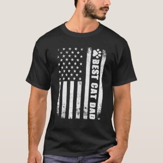 Camiseta Melhor Pai de Gato de Todos os Tempos Bandeira Ame