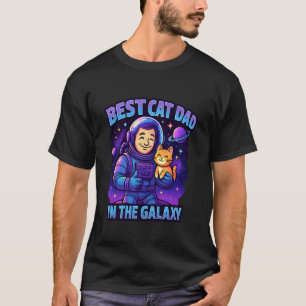 Camiseta Melhor Pai de Gato Galáxia Astronauta Espaço Amor