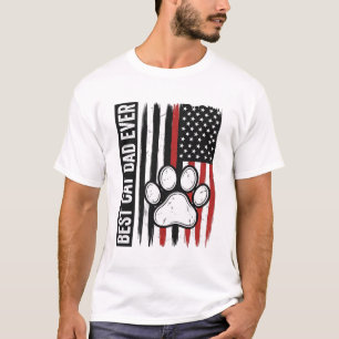 Camiseta Melhor Pai de Gato Patriota Desenho de Bandeira de