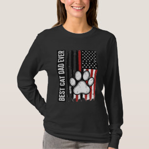 Camiseta Melhor Pai de Gato Patriota Desenho de Bandeira de