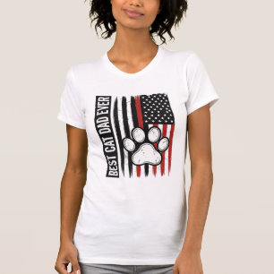 Camiseta Melhor Pai de Gato Patriota Desenho de Bandeira de