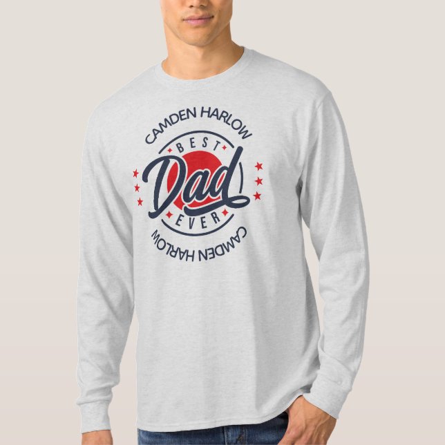 Camiseta Melhor Pai de nome de nunca Red White Blue (Frente)