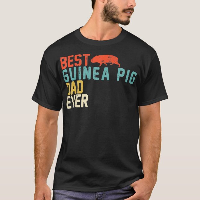 Camiseta Melhor Pai de PIG GUINÉ Alguma Vez com Imagem Retr (Frente)