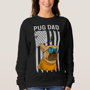Camiseta Melhor Pai De Pug Alguma Vez Americana Bandeira Óc