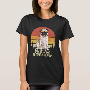 Camiseta Melhor Pai De Pug Branco Alguma Vez Vintage Retro