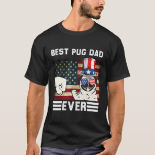 Camiseta Melhor Pai De Pug De Bandeira Americana Patriótica