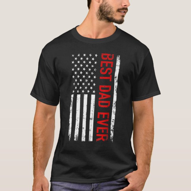 Camiseta Melhor Pai de sempre com a bandeira americana para (Frente)