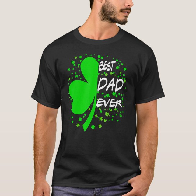 Camiseta Melhor Pai De Sempre Com Shamrock Para Dia de São  (Frente)
