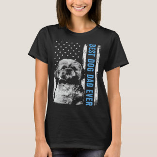 Camiseta Melhor Pai de Shih Tzu de Todos os Tempos Bandeira