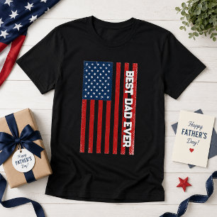 Camiseta Melhor Pai de Todos Bandeira Americana Dia dos Pai
