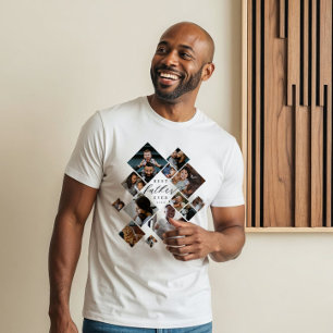 Camiseta Melhor Pai de Todos Colagem de Fotos Moderna Perso