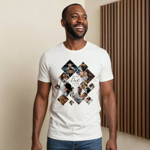 Camiseta Melhor Pai de Todos Colagem de Fotos Moderna Perso