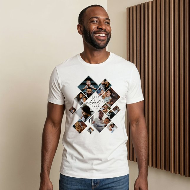 Camiseta Melhor Pai de Todos Colagem de Fotos Moderna Perso (Best Dad Ever Modern Photo Collage Personalized Tri-Blend Shirt)