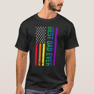 Camiseta Melhor Pai De Todos Os Lgbt Arco-Íris Usa Bandeira