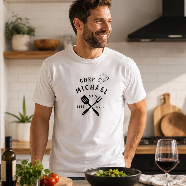 Camiseta Melhor Pai de Todos os Tempos Chef Rústico Moderno (Criador carregado)