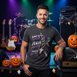 Camiseta Melhor Pai de Todos os Tempos Rock N Roll Esquelet