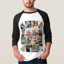 Camiseta Melhor Pai do Mundo 16 Colagem de Fotos Personaliz