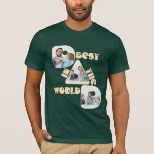 Camiseta MELHOR PAI DO MUNDO, 3 colagem de fotos rosa claro