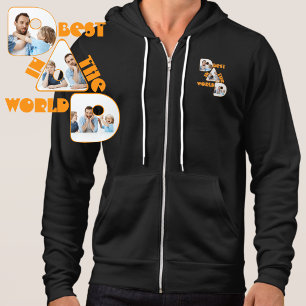Camiseta MELHOR PAI DO MUNDO, colagem de 3 fotos laranja