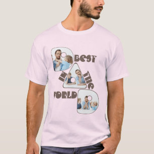 Camiseta MELHOR PAI DO MUNDO, colagem de 3 fotos, pinha