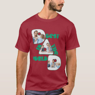 Camiseta MELHOR PAI DO MUNDO, colagem de 3 fotos, verde