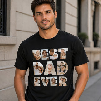 Camiseta Melhor Pai do Mundo Colagem de Fotos Personalizada
