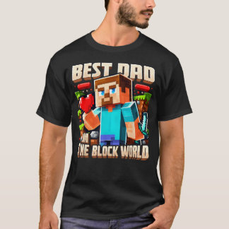 Camiseta Melhor Pai do Mundo de Blocos Pixel Gaming Pai