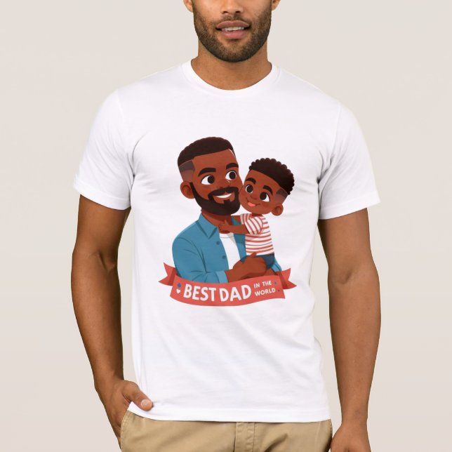 Camiseta Melhor Pai do Mundo - Família Afro-Americana (Frente)