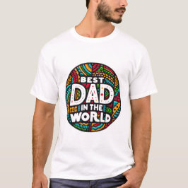 Camiseta Melhor Pai do Mundo - Mosaico Arco-íris Vibrante