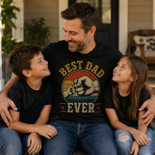 Camiseta Melhor Pai do Mundo Soco no Punho Retrô Vintage