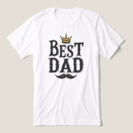 Camiseta "Melhor Pai do Mundo" vintage coroa de rei e bigod