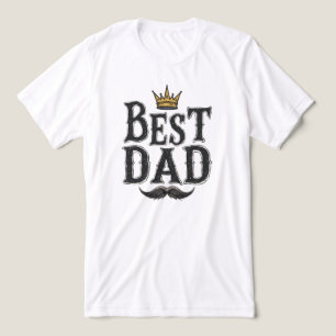 Camiseta "Melhor Pai do Mundo" vintage coroa de rei e bigod