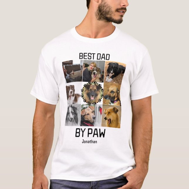 Camiseta Melhor Pai Do Paw Personalizado 9 Colagem De Fotog (Frente)