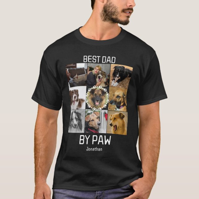 Camiseta Melhor Pai Do Paw Personalizado 9 Colagem De Fotog (Frente)