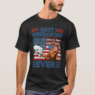 Camiseta Melhor Pai Doberman de Sempre Bandeira Americana D