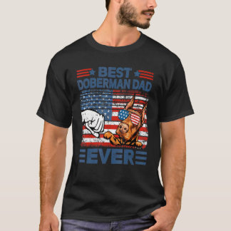 Camiseta Melhor Pai Doberman de Sempre Bandeira Americana D