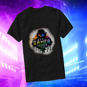 Camiseta Melhor Pai Gamer Desde Grafite de Texto Personaliz