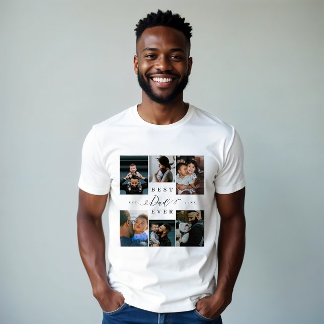 Camiseta Melhor Pai Nunca | Colagem de fotos do Dia de os p (Best Dad Ever | Father's Day 6 Photo Collage Tri-Blend Shirt)