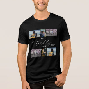 Camiseta "Melhor Pai Nunca   Tripla de Colagem de 6 Fotos P