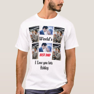 Camiseta Melhor Pai personalizado, colagem de 4 fotos