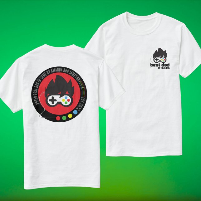 Camiseta Melhor Pai Personalizado no Presente de Jogo (Unique Retro Inspired Best Dad in the Game T-Shirt for Gaming Dads and Step Dads in Whtie)