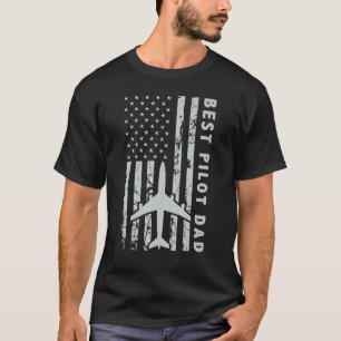 Camiseta Melhor Pai Piloto - American Flag Airplanes Aviaçã