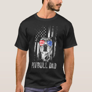 Camiseta Melhor Pai Pitbull Americano Bandeira EUA Cachorr