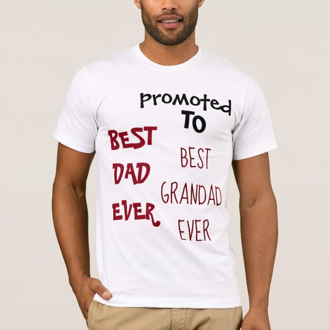 Camiseta Melhor Pai promovido para o melhor vovô, branco Le (Frente)