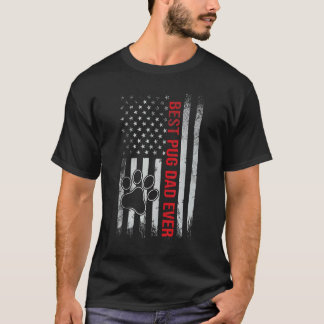 Camiseta Melhor Pai Pug de Todos os Tempos Bandeira dos EUA