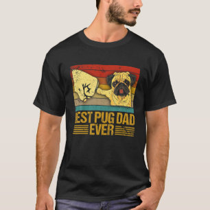 Camiseta Melhor Pai Pug de Todos os Tempos Retro Vintage