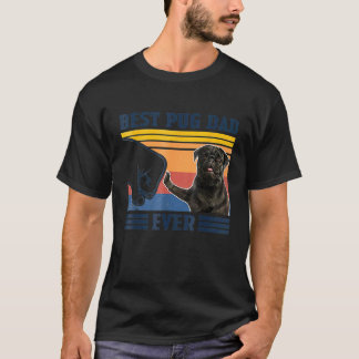 Camiseta Melhor Pai Pug de Todos Preto Versão Vintage Dia d