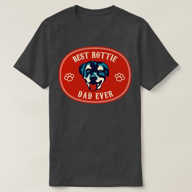 Camiseta Melhor Pai Rottie Alguma Vez Rottweiler Cão Amor (Frente do Design)